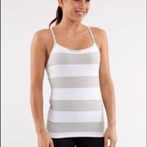 Lululemon Power Y Tank - White Silver Spoon